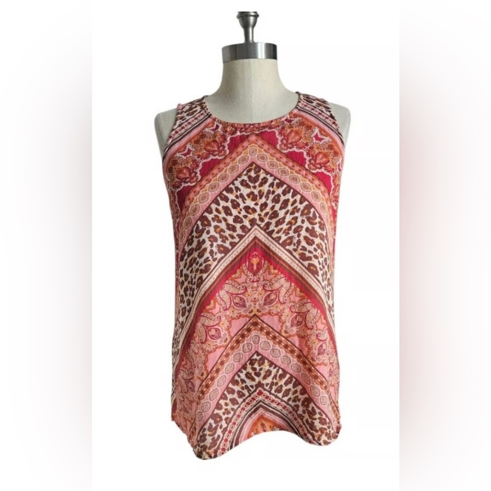 Size L Tommy Bahama Mixed Print Silk Tank Top.